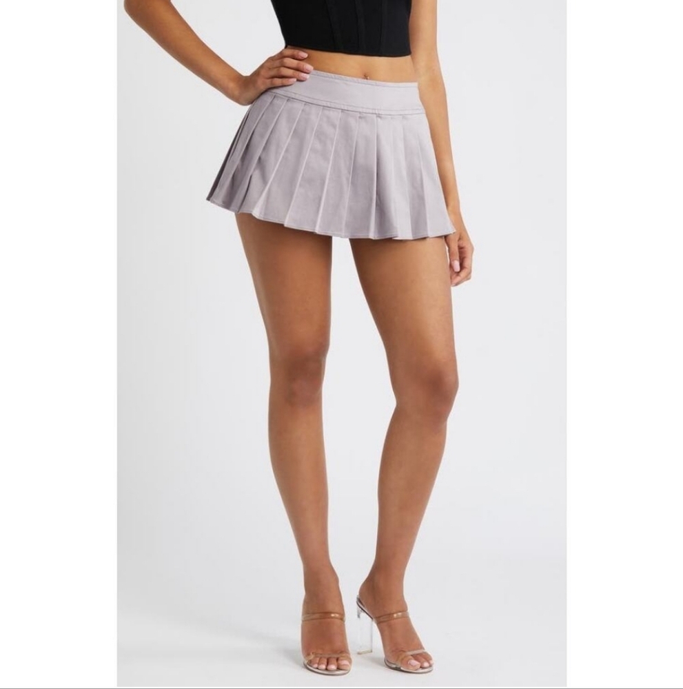NWT Mistress Rocks Pleated Twill Mini Skirt Smoke Size Large